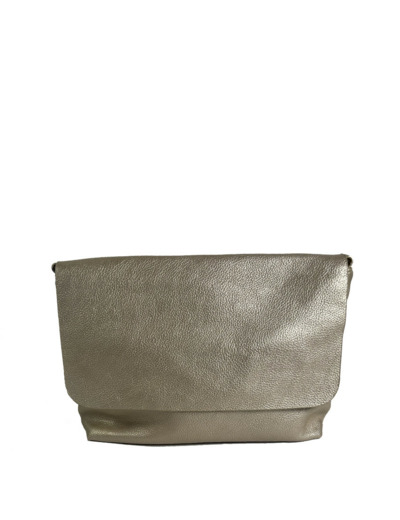 Farfouillette Grand Sac Porté Travers A Rabat Et Similicuir Effet Grainé Doré