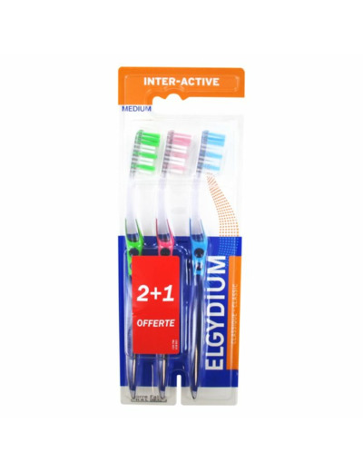 Brosse à dents Trio Medium Inter-Active Elgydium