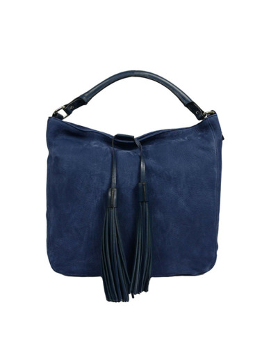 Berthille Hermine Sac Shopping Cuir Nubuck Marine