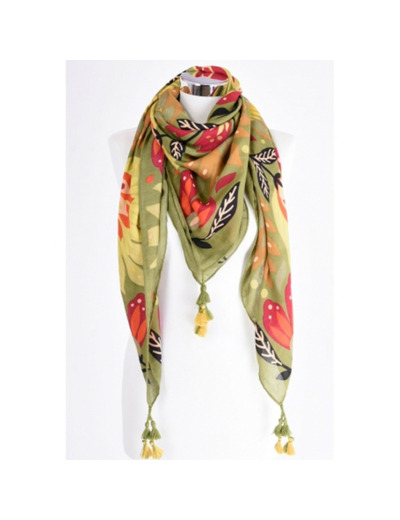 Atoll Palme Foulard A Fleurs Vert