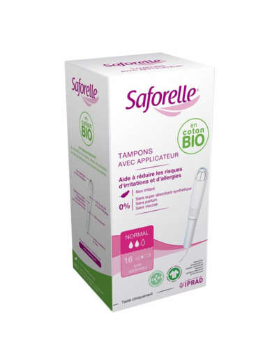 Tampon Normal avec applicateurs Coton Bio x16 Saforelle