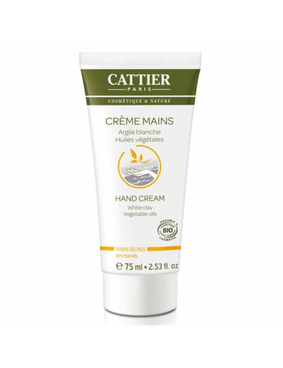Creme Mains Seches Blanche Bio 75ml Argile Cattier