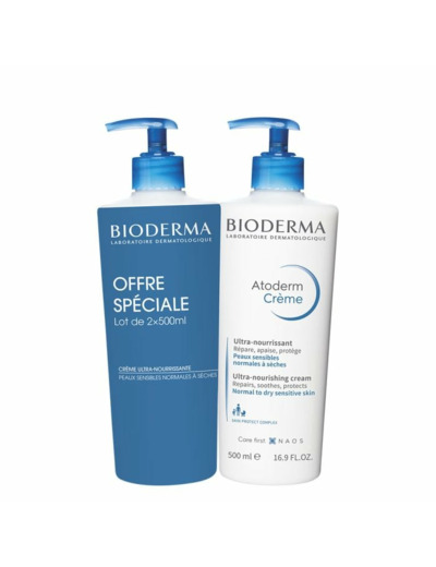 Crème Ultra-Nourrissante 2x500ml Atoderm Peaux Sensibles et Sèches Bioderma