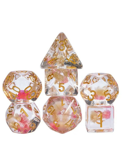 Lot de 7 dés résine gamme Insert - en boite - Printemps