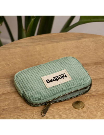 Hindbag Lili Petit Porte-Monnaie Velours Vert D'eau