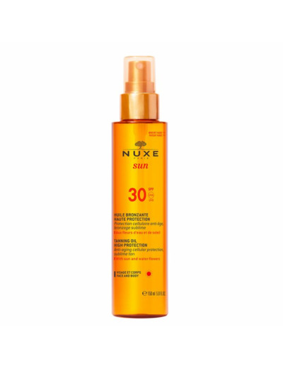 Huile Bronzante Visage Et Corps Haute Protection Spf30 150ml Sun Nuxe