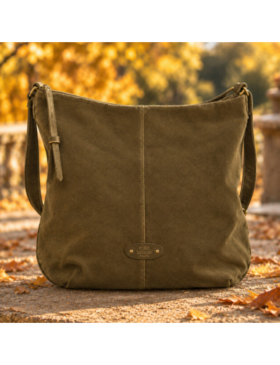 Mila Louise Maeli V Sac Besace En Cuir Effet Velours Ocre Dark