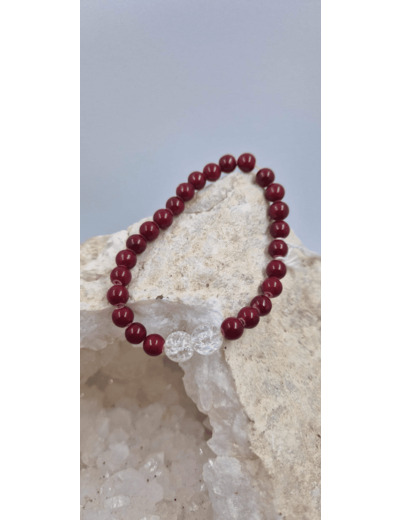 Bracelet perle rouge et cristal de roche OLPA916