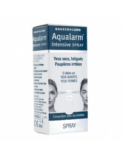 Intensive Spray Yeux Secs Fatigues Paupieres Irritees 10ml Aqualarm Yeux ouverts et fermés Bausch&Lomb