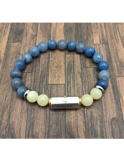 Bracelet "Happy / Smile" Aventurine bleu/Jade jaune"