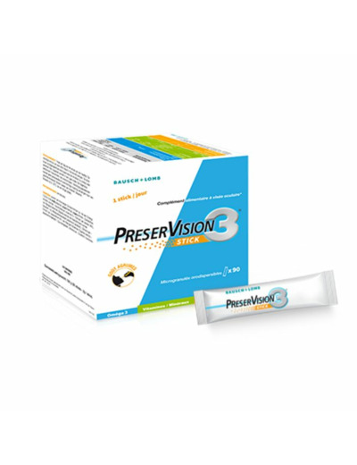 Complément alimentaire à visée ocualire 90 sticks Preservision 3 Bausch&Lomb