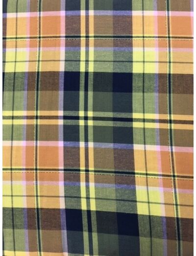 Tissu tartan jaune et marine