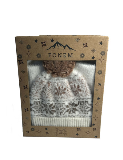 Fonem Lot Gants, Echarpe & Bonnet Ecru