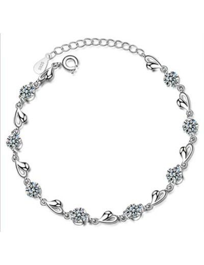 Bracelet en argent zircon en forme de cœur 1