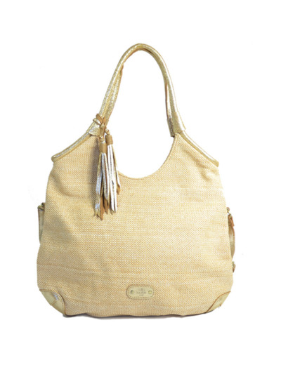 Mila Louise Pold CM Sac Hobo Toile et Cuir Ambre