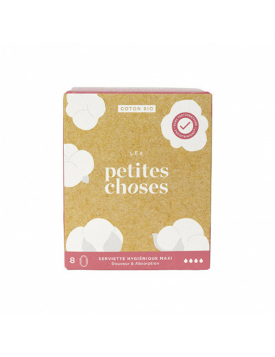 Serviettes Hygiéniques Extra Long Coton Bio Boîte de 8 Les Petites Choses