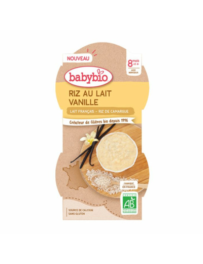 BABYBIO RIZ LAIT VANILLE 2X100G