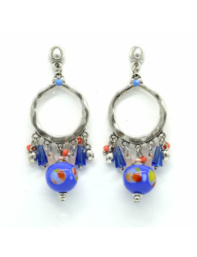 Boucles d'oreilles pampilles argentées Murano Sillage