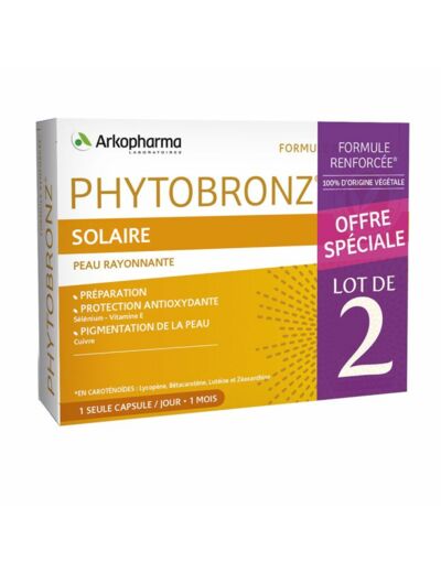 Préparateur Solaire Huiles Végétales 2x30 capsules Phytobronz Arkopharma