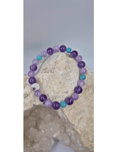 Bracelet amethyste lavande et amazoniste OLPA1951