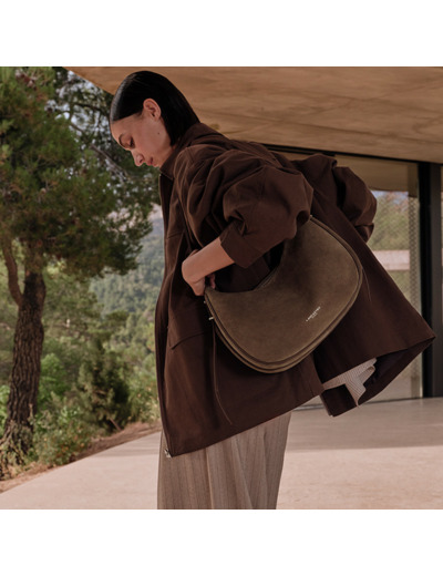 Lancaster Suède Grand Sac Besace 480-082 Chataigne