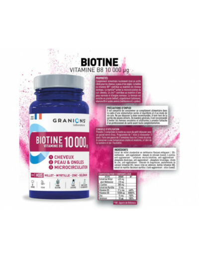Biotine 10 000 μg 60 Comprimés Granions