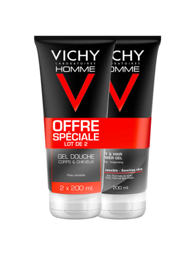 Gel Douche Corps & Cheveux Hydratant Energisant Hydra Mag-c 2x200ml Vichy