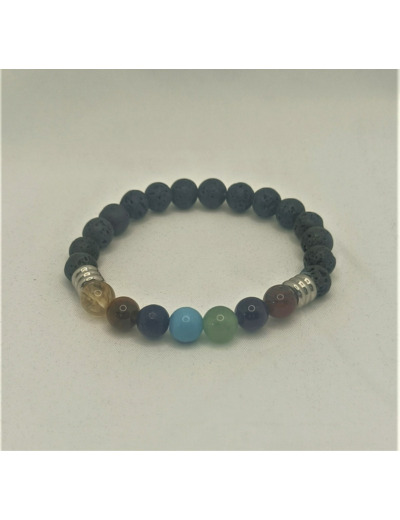 Bracelet 7 chakras/pierre de lave