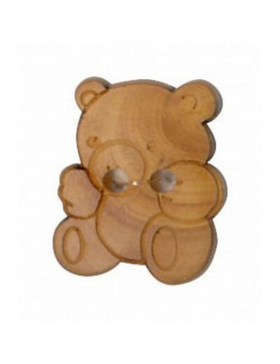 Bouton en bois nounours