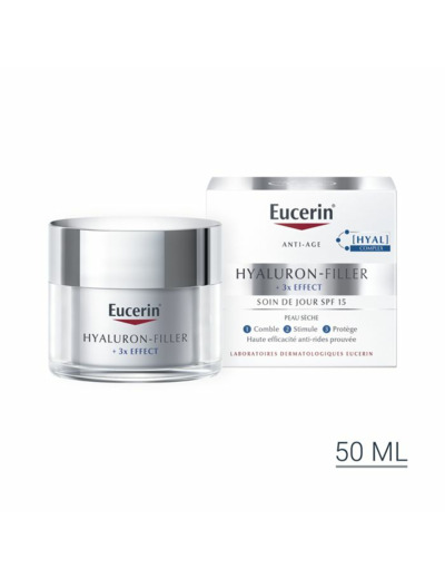 Soin De Jour Spf15 Anti-age Peaux Sèches 50ml Hyaluron-Filler + 3x Effect +3x Effect Eucerin