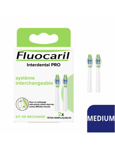 Têtes remplaçables Brosse à dents Interdental PRO Medium x2 Fluocaril