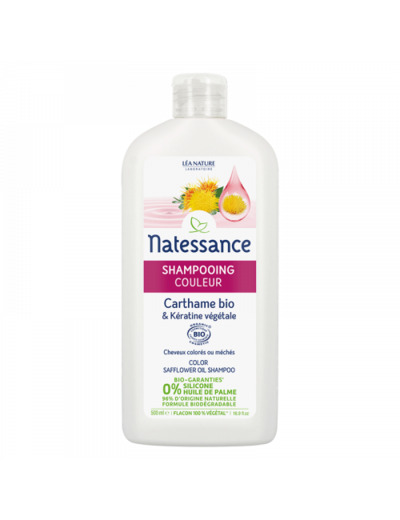 Shampooing couleur - Carthame Bio & Kératine végétale 500ml Natessance