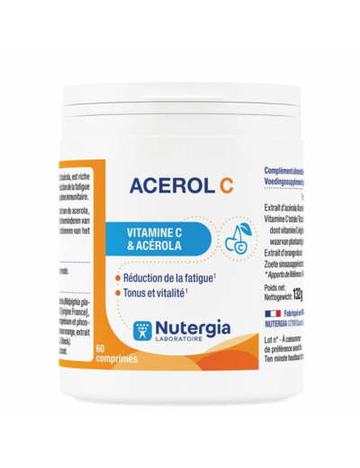 Acerol C 60 Comprimés Vitamine C et Acérola Nutergia