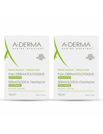 Pain Dermatologique Peaux Delicates 2x100g Avoine Rhealba A-Derma