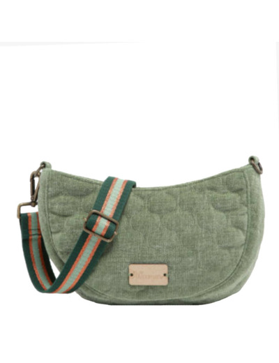 Woomen Lotier Sac demi-lune velours alvéolé Moss Green