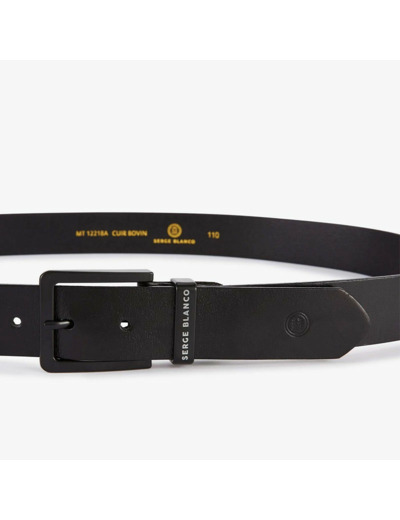 Serge Blanco Ceinture en Cuir MT12218A Noir