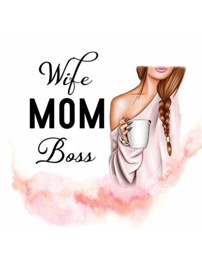 Panneau tissus imperméable Wife Mom Boss - 45 x 45 cm