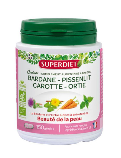 Quatuor Beaute De La Peau Bardane Bio 150 Gelules Superdiet