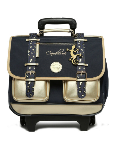 Caméléon Vintage Fantasy Cartable A Roulettes 38cm Navy Gold Léopard