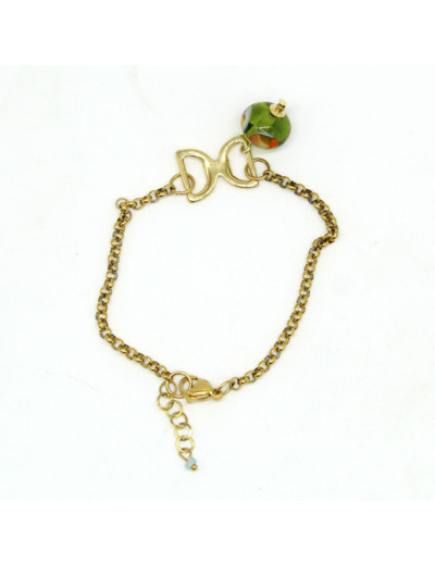 Bracelet fer à cheval perle Murano olive  Salvia