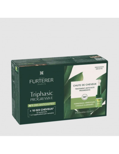 Traitement antichute progressive - Solution chute de cheveux 8 ampoules Triphasic René Furterer
