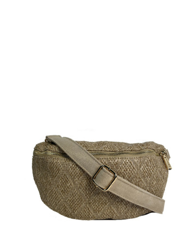 Farfouillette Sac Banane Effet Paille Taupe