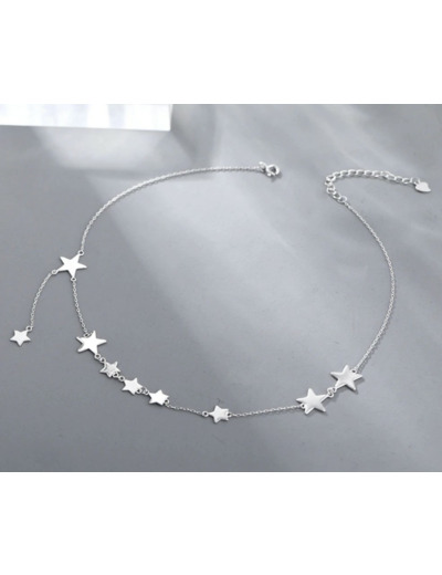 Chaîne en argent étoiles avec chaîne de clavicule