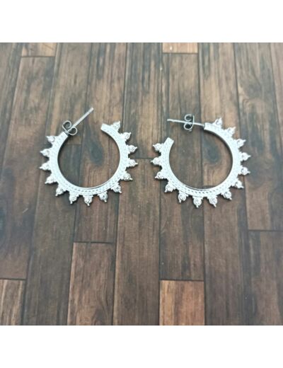 Boucles d'oreilles en acier Inox Argenté-cristal