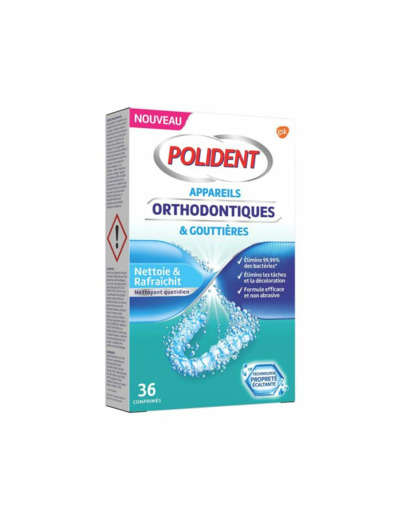 Nettoyant pour appareils orthodontiques et gouttières x36 Polident Polident