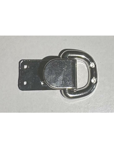 Attache métal argent 25 mm — Boucle en D avec patte à fixer