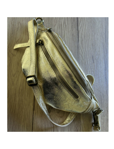 Farfouillette Sac Banane Brillante En Cuir Gold