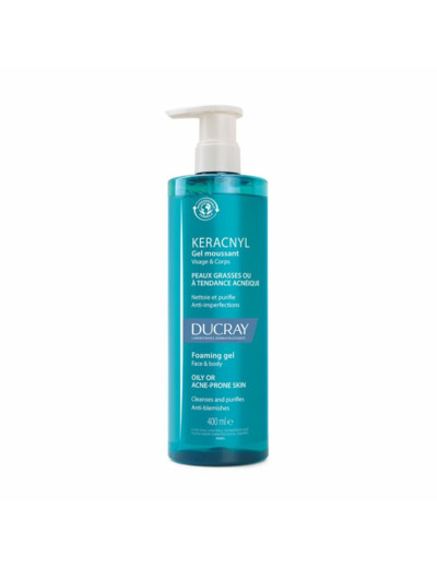 Gel moussant Nettoyant Visage 400ml Keracnyl Peaux grasses Ducray