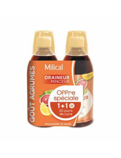 Draineur Minceur Ultra 2x500ml Gout Agrumes Milical