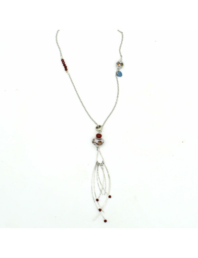 Collier long bordeaux Oralya